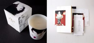 custom hotel brand candle, packaging box design, branded print collateral, card, notepad, envelope, notecard