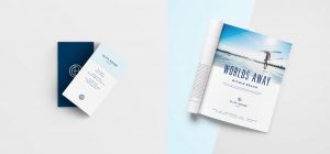 contemporary business card design for Cliff House Maine, print magazine ad design, luxury resort marketing