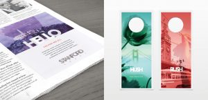 hotel ad in newspaper, hospitality marketing, print collateral, creative do not disturb signs by branding agency