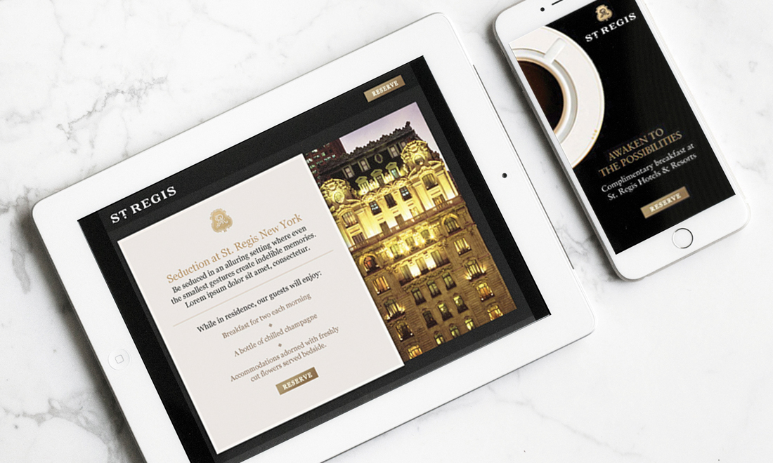 interactive hospitality website, intuitive user experience design on mobile devices, digital marketing collateral